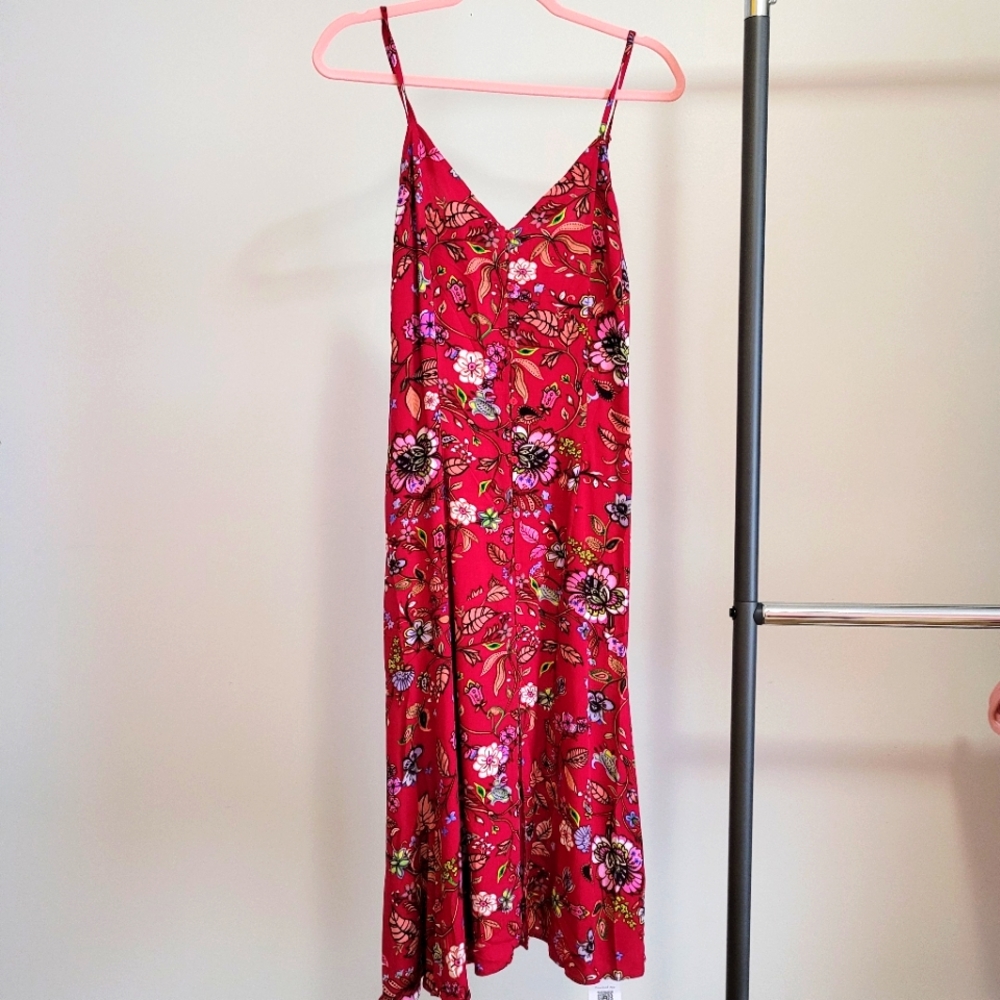 Cupshe Floral button down red dress